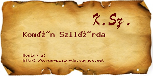 Komán Szilárda névjegykártya